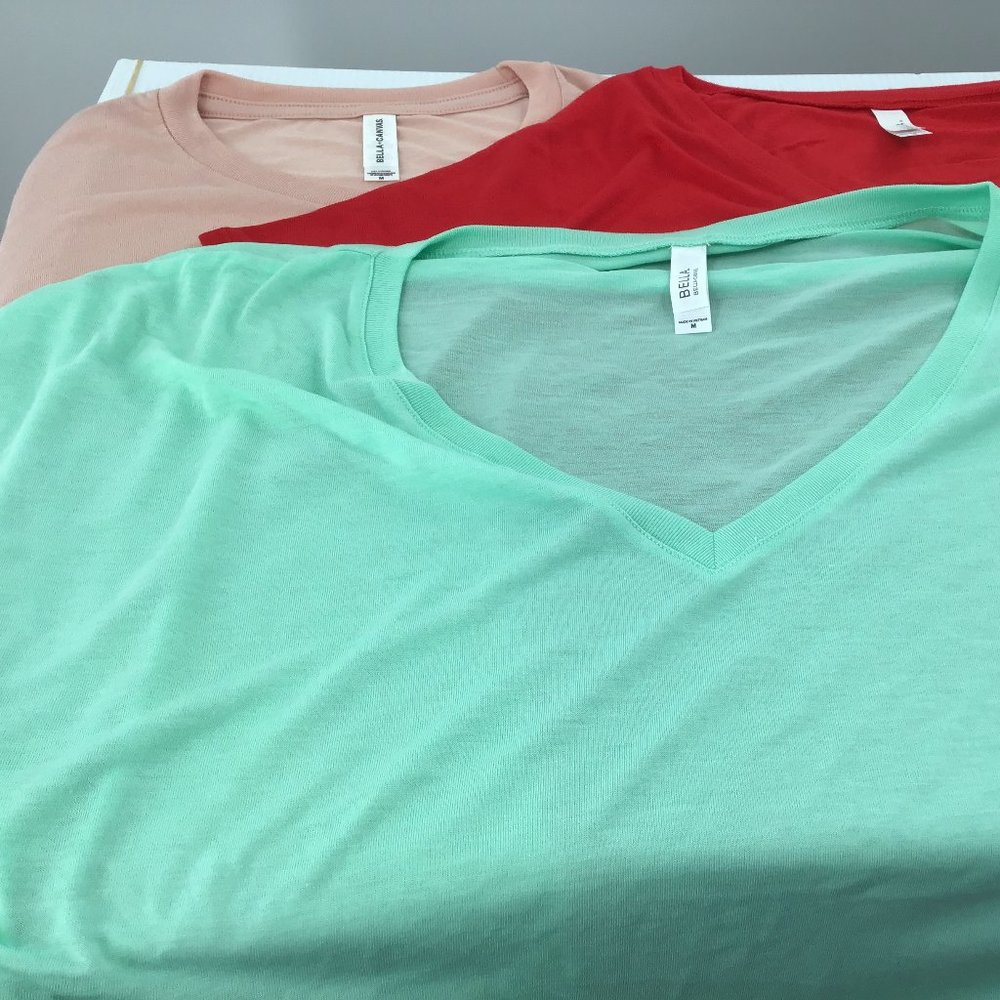 - Bella Canvas -3-  Poly-Viscose New, Large Tee's, Red/Mauve/Mint, …